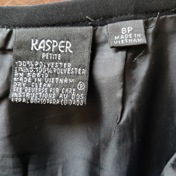 Kasper Black Knee Length Career Pencil Skirt 8P Minimal Capsule Office Basic - Picture 5 of 8